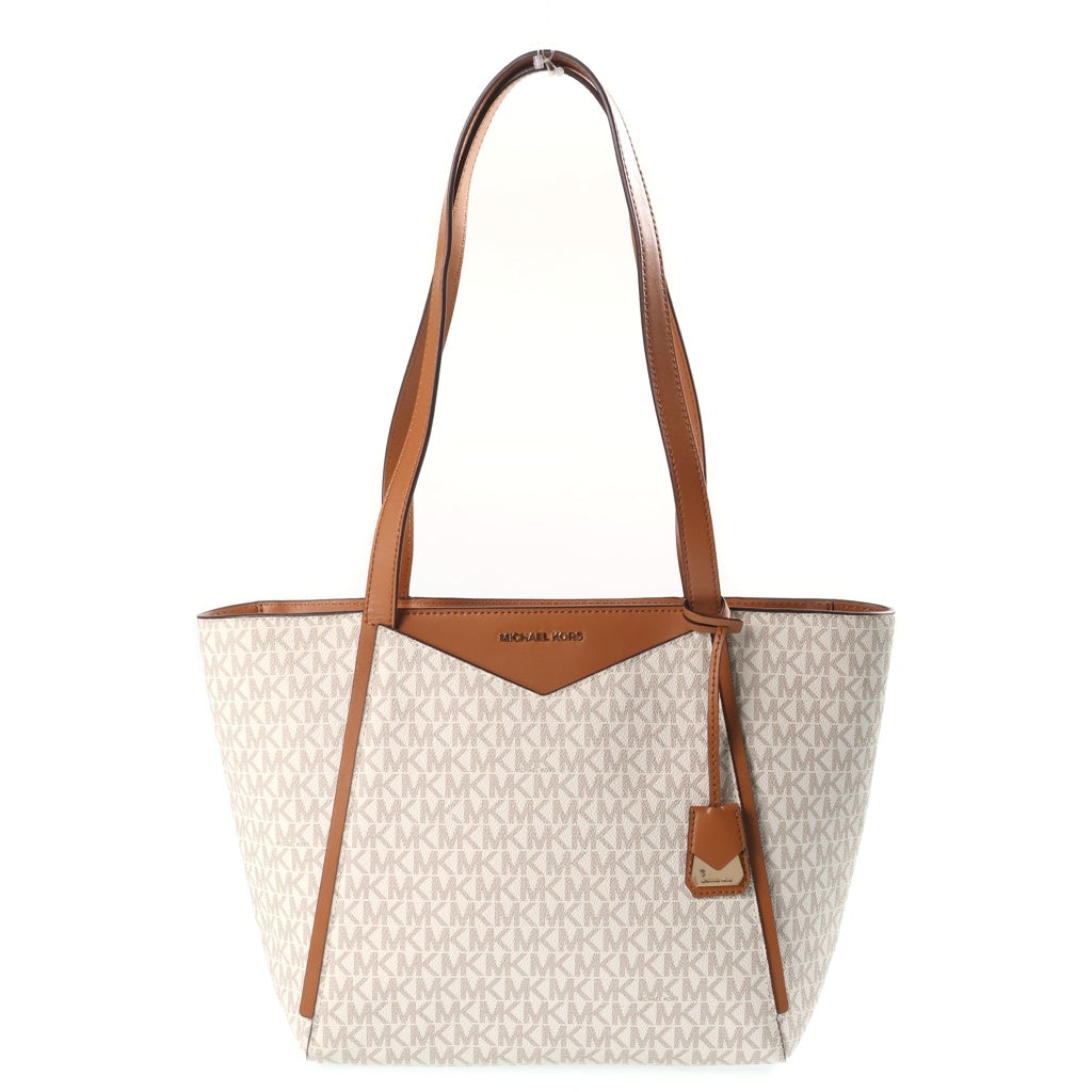 MICHAEL KORS(マイケルコース) MKシグネチャー ホイットニー トートバッグ ホワイト×ブラウン PVC×レザー レディース