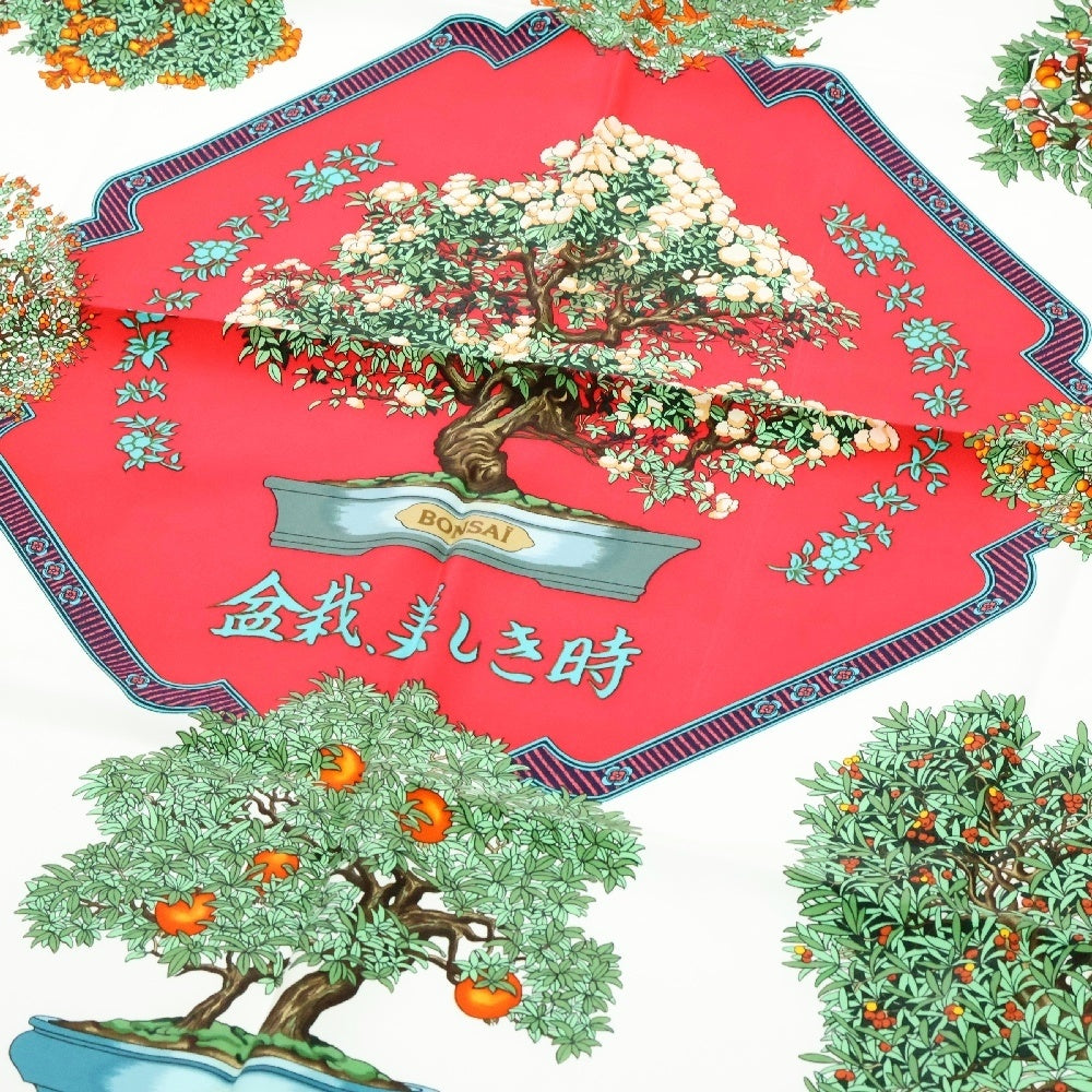 HERMES(エルメス) カレ90 盆栽 美しき時 BONSAI レッド シルク スカーフ