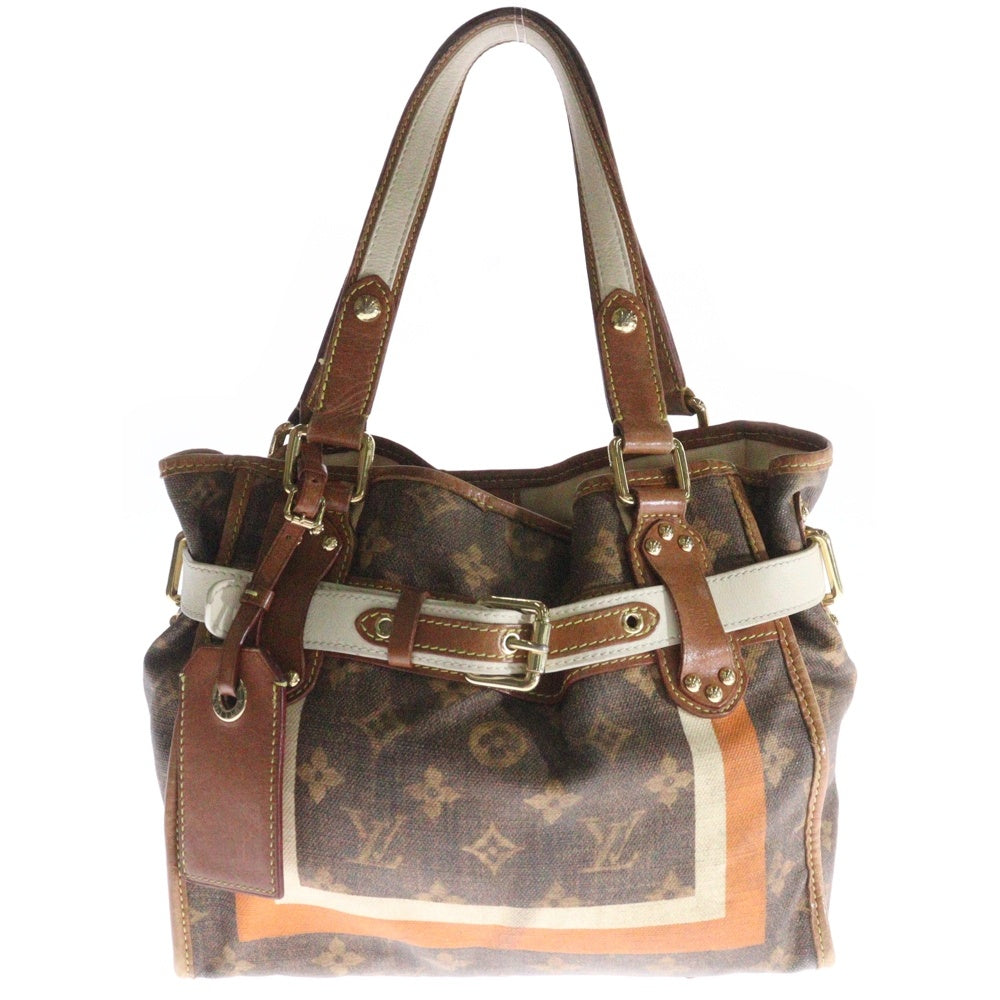 LOUIS VUITTON(ルイヴィトン) モノグラムティセ サックレイユールPM ハンドバッグ トートバッグ ブラウン×オレンジ ゴールド金具 レザー×PVC M56386