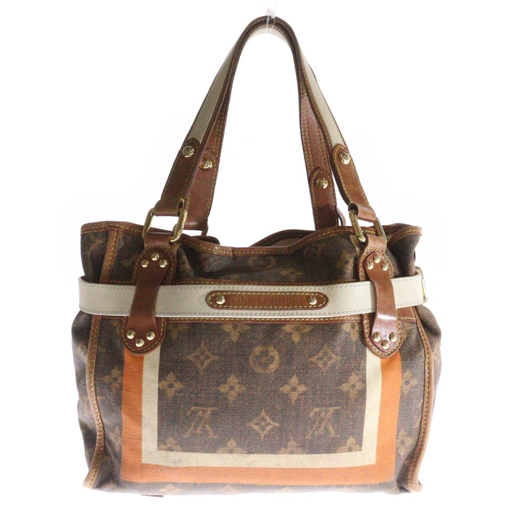 LOUIS VUITTON(ルイヴィトン) モノグラムティセ サックレイユールPM ハンドバッグ トートバッグ ブラウン×オレンジ ゴールド金具 レザー×PVC M56386