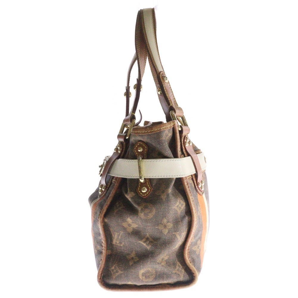 LOUIS VUITTON(ルイヴィトン) モノグラムティセ サックレイユールPM ハンドバッグ トートバッグ ブラウン×オレンジ ゴールド金具 レザー×PVC M56386