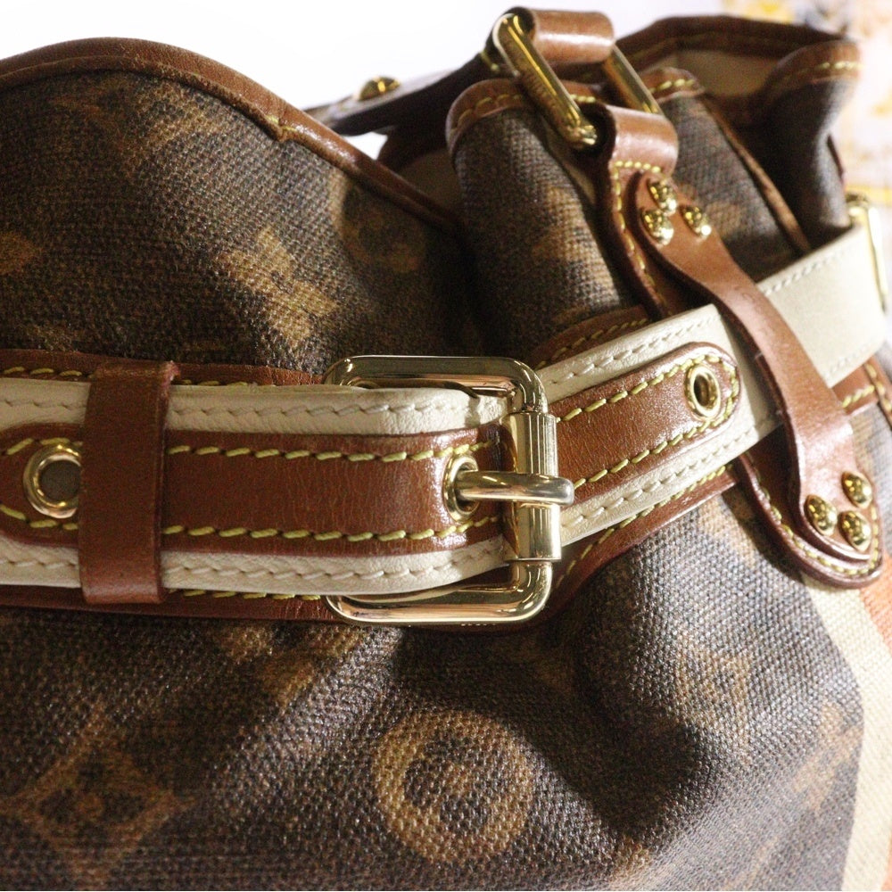 LOUIS VUITTON(ルイヴィトン) モノグラムティセ サックレイユールPM ハンドバッグ トートバッグ ブラウン×オレンジ ゴールド金具 レザー×PVC M56386