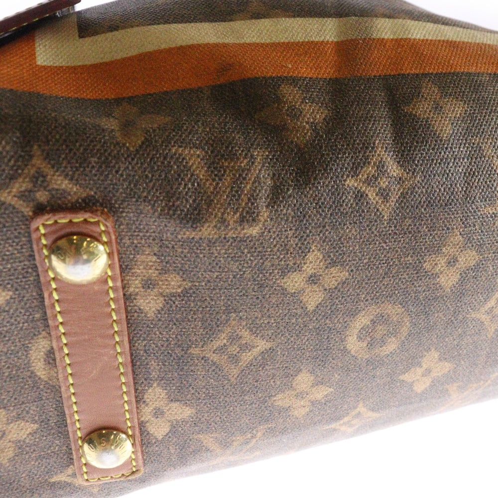 LOUIS VUITTON(ルイヴィトン) モノグラムティセ サックレイユールPM ハンドバッグ トートバッグ ブラウン×オレンジ ゴールド金具 レザー×PVC M56386