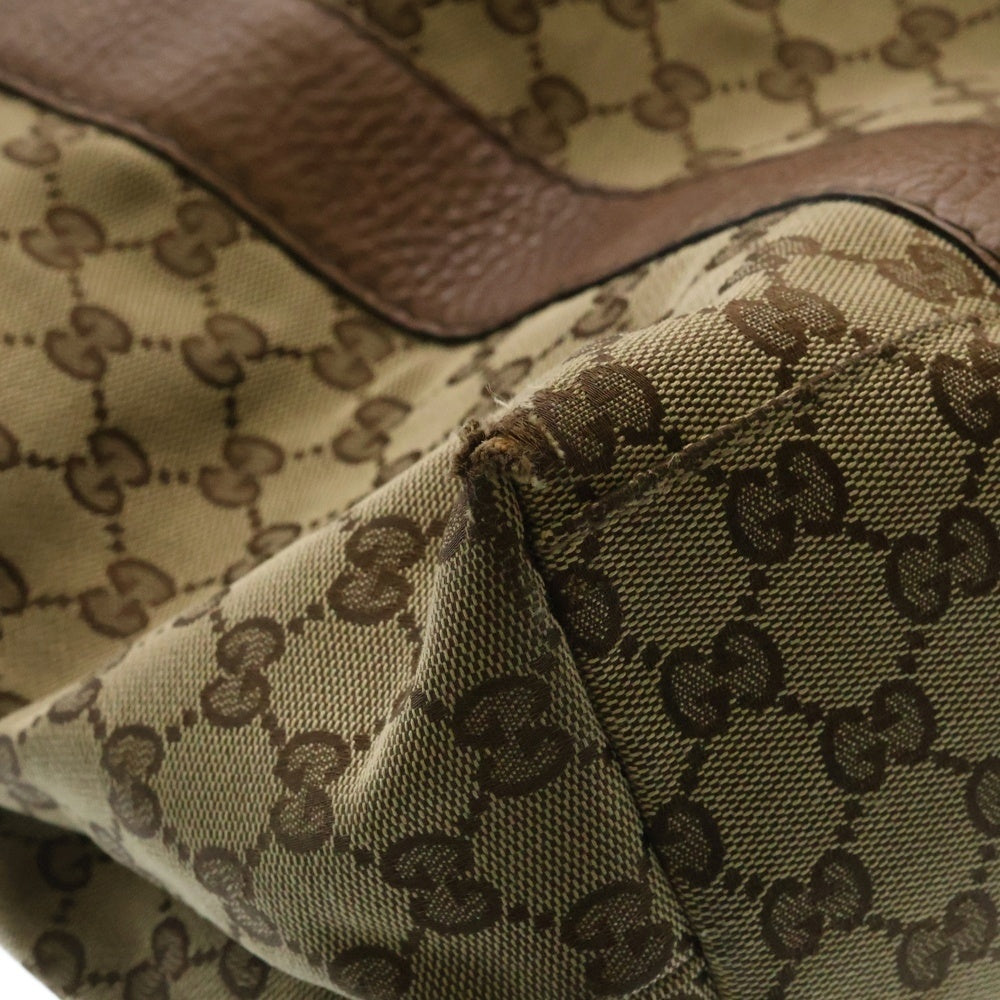 GUCCI(グッチ) バンブー GGキャンバス ハンドバッグ トートバッグ ブラウン×ベージュ シルバー金具 232947