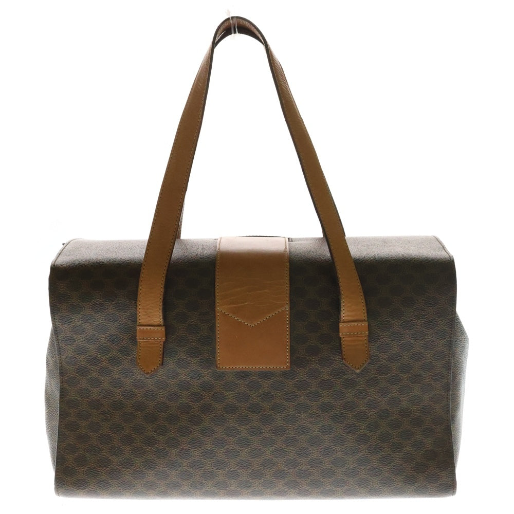 CELINE(セリーヌ) マカダム柄 ボストンバッグ ハンドバッグ ブラウン ゴールド金具