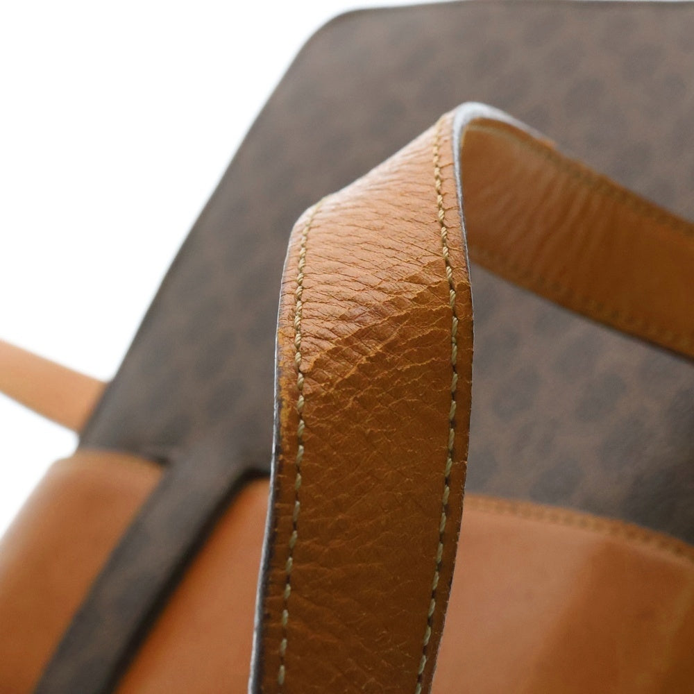 CELINE(セリーヌ) マカダム柄 ボストンバッグ ハンドバッグ ブラウン ゴールド金具