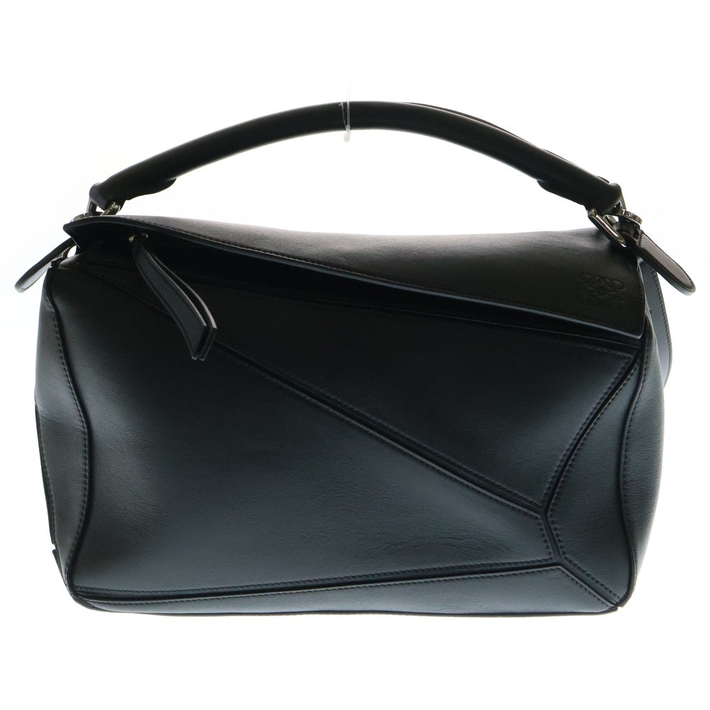 LOEWE(ロエベ) パズルバッグ ミディアム アナグラムロゴ レザー 2WAY ハンド ショルダーバッグ シルバー金具 ブラック