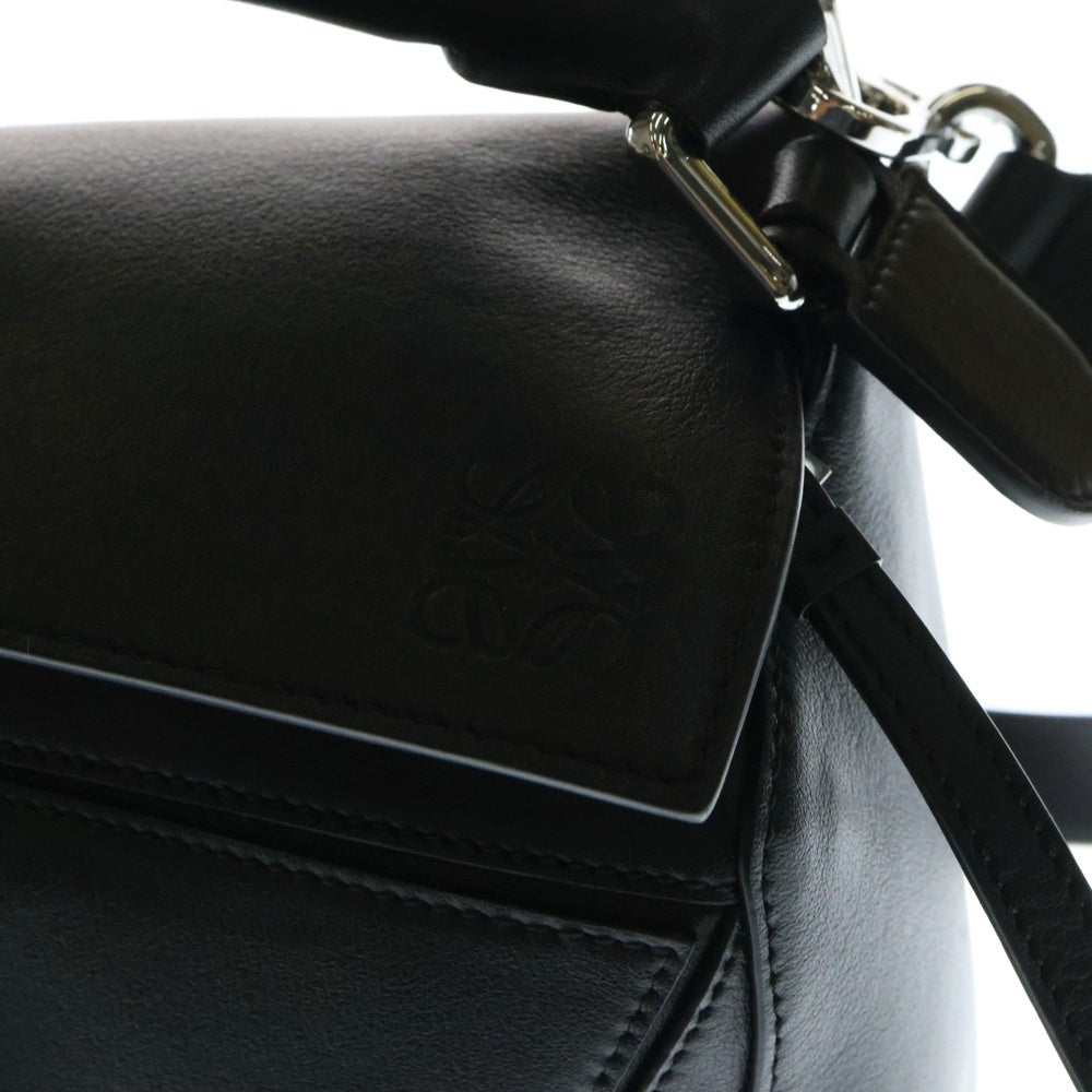 LOEWE(ロエベ) パズルバッグ ミディアム アナグラムロゴ レザー 2WAY ハンド ショルダーバッグ シルバー金具 ブラック