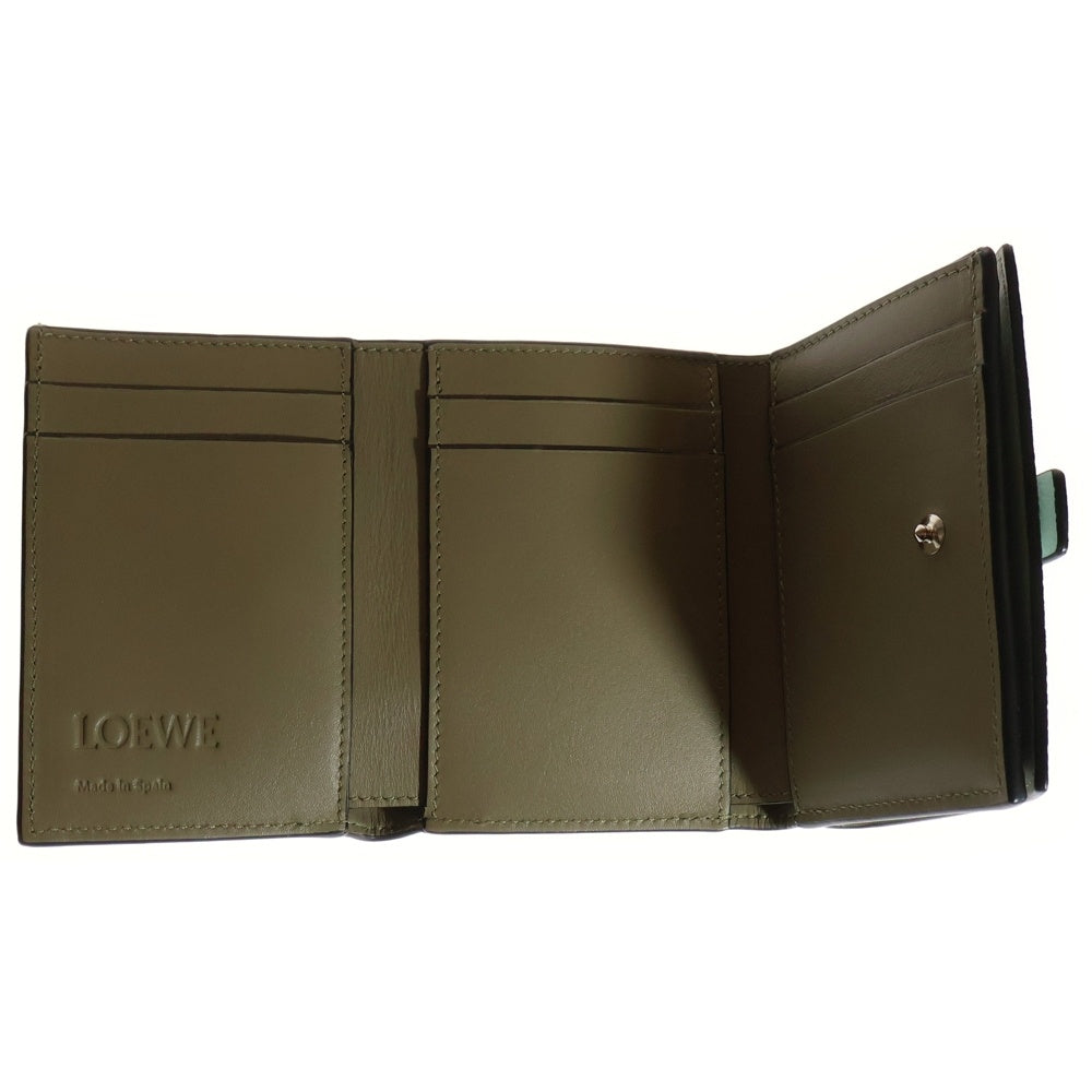 LOEWE(ロエベ) トライフォールド アナグラムロゴ レザー コンパクトウォレット 三つ折り財布 ライトブルー/ベージュ