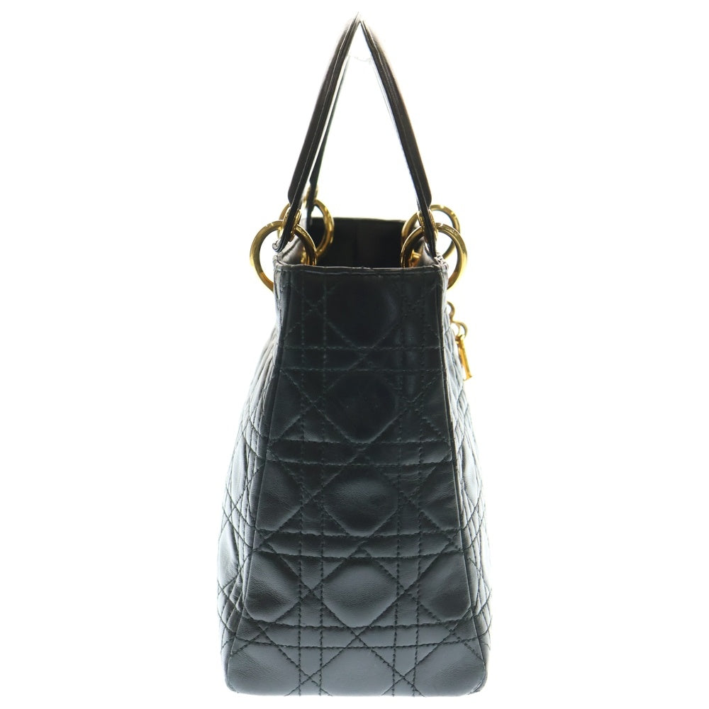 Christian Dior(クリスチャンディオール) レディディオール ミディアム カナージュ 2WAYバッグ ハンドバッグ トートバッグ ブラック ゴールド金具 ラムスキン