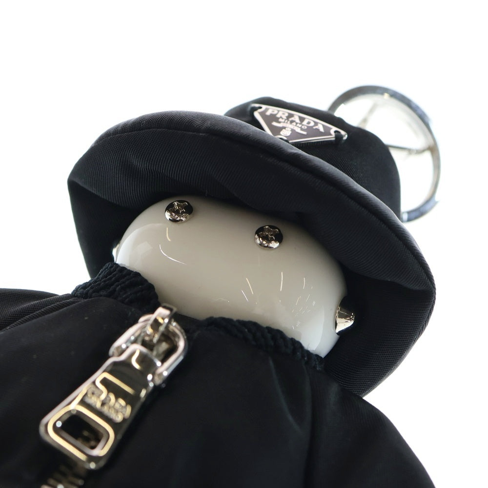PRADA(プラダ) Soft Robot Re-Nylon バッグチャーム キーホルダー キーリング ブラック ナイロン 1TT181 シルバー金具