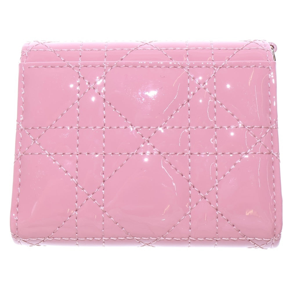 Christian Dior(クリスチャンディオール) ロータスウォレット コンパクトウォレット コインケース ゴールド金具 ピンク カナージュ・パテント