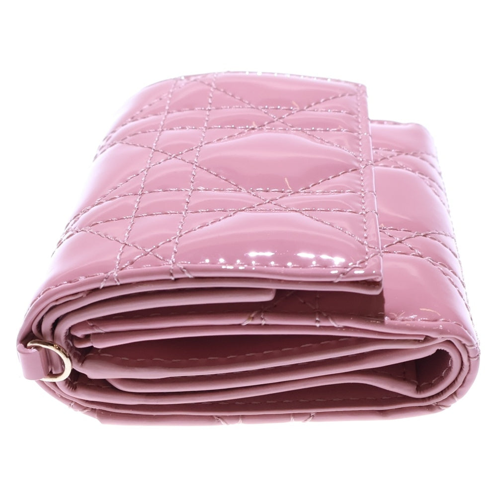 Christian Dior(クリスチャンディオール) ロータスウォレット コンパクトウォレット コインケース ゴールド金具 ピンク カナージュ・パテント