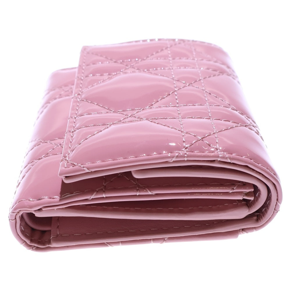 Christian Dior(クリスチャンディオール) ロータスウォレット コンパクトウォレット コインケース ゴールド金具 ピンク カナージュ・パテント