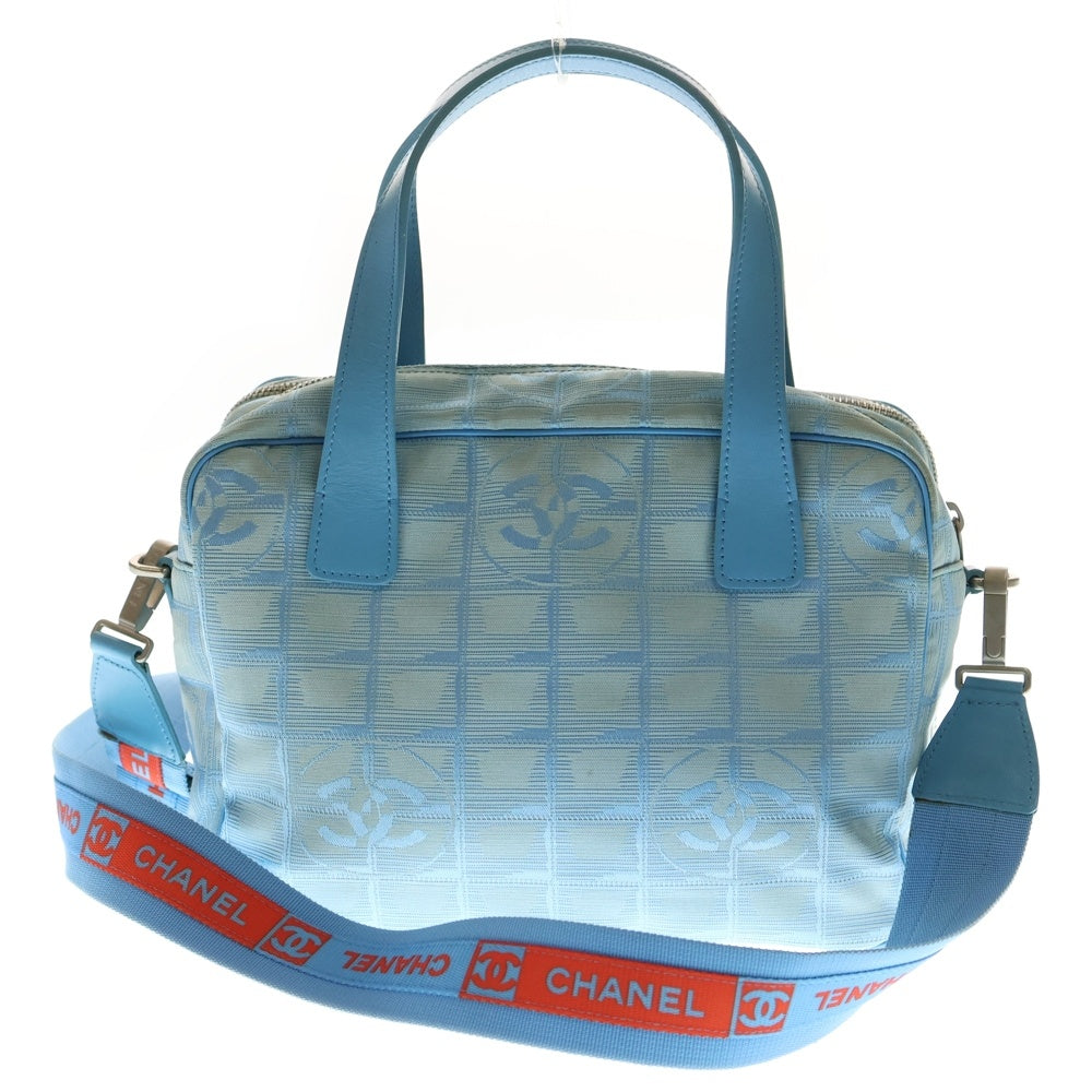 CHANEL(シャネル) ニュートラベルライン ココマーク 2WAYバッグ ハンドバッグ ショルダーバッグ ライトブルー ナイロン×レザー