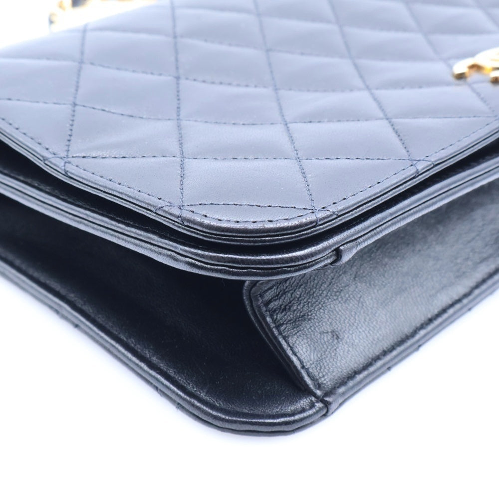 CHANEL(シャネル) マトラッセ23 ココマーク ラムスキン フルフラップ プッシュロック チェーンレザーショルダーバッグ GD金具 ブラック