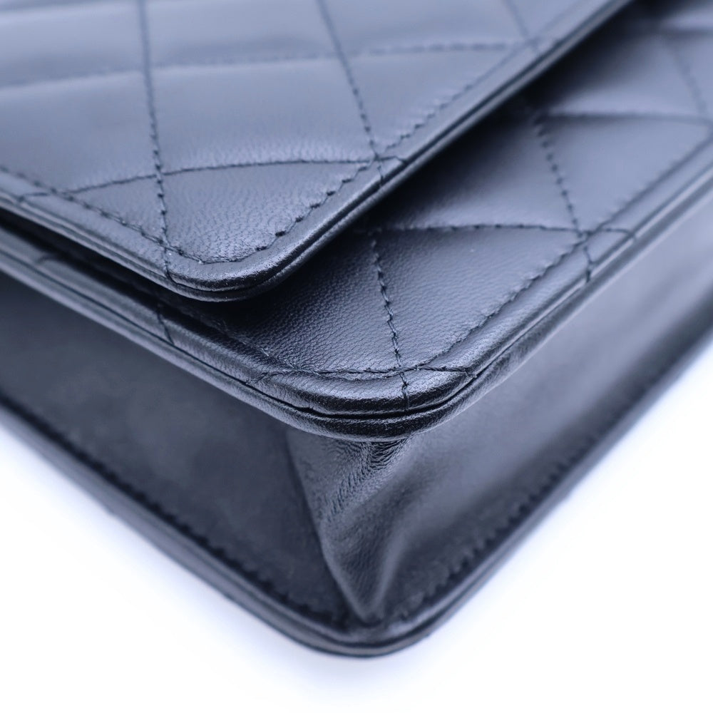 CHANEL(シャネル) マトラッセ トップハンドル チェーンウォレット ショルダーバッグ ブラック ラムスキン ゴールド金具 AP3504