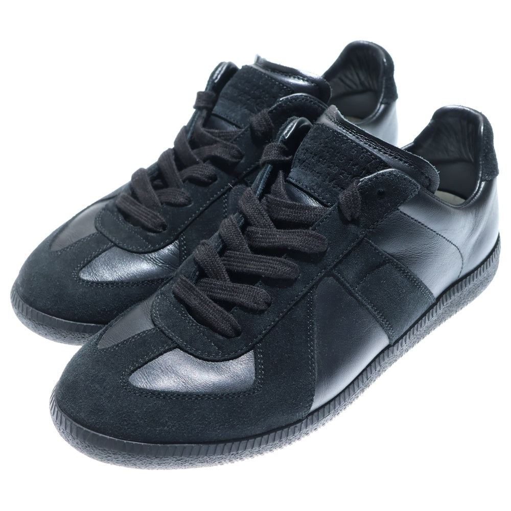 Maison Margiela(メゾンマルジェラ) REPLICA ジャーマントレーナー スエード コンビレザー レースアップ ローカットシューズ スニーカー ブラック S57WS0236
