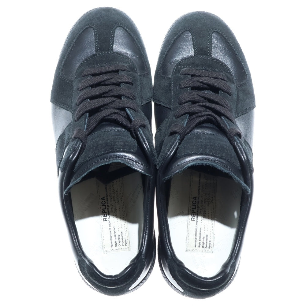 Maison Margiela(メゾンマルジェラ) REPLICA ジャーマントレーナー スエード コンビレザー レースアップ ローカットシューズ スニーカー ブラック S57WS0236