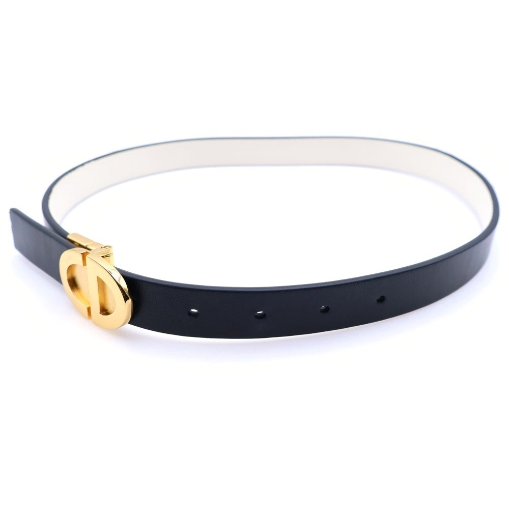 Christian Dior(クリスチャンディオール) CD ロゴ レザーベルト ホワイト×ブラック ゴールド金具