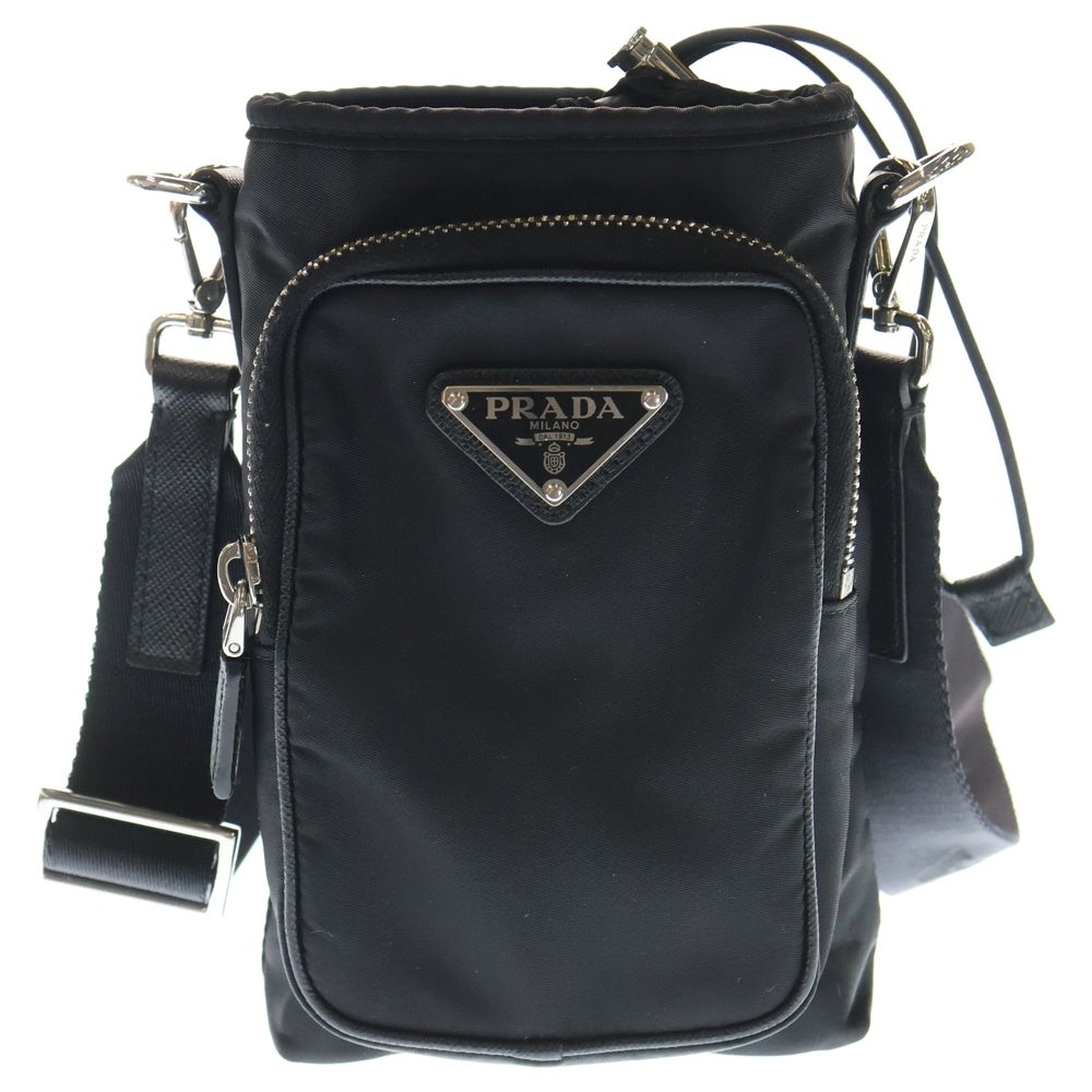 PRADA(プラダ) Re-Nylon スマホ フォンホルダー ショルダーバッグ ミニバッグ ブラック ナイロン テスート 2ZH155 シルバー金具
