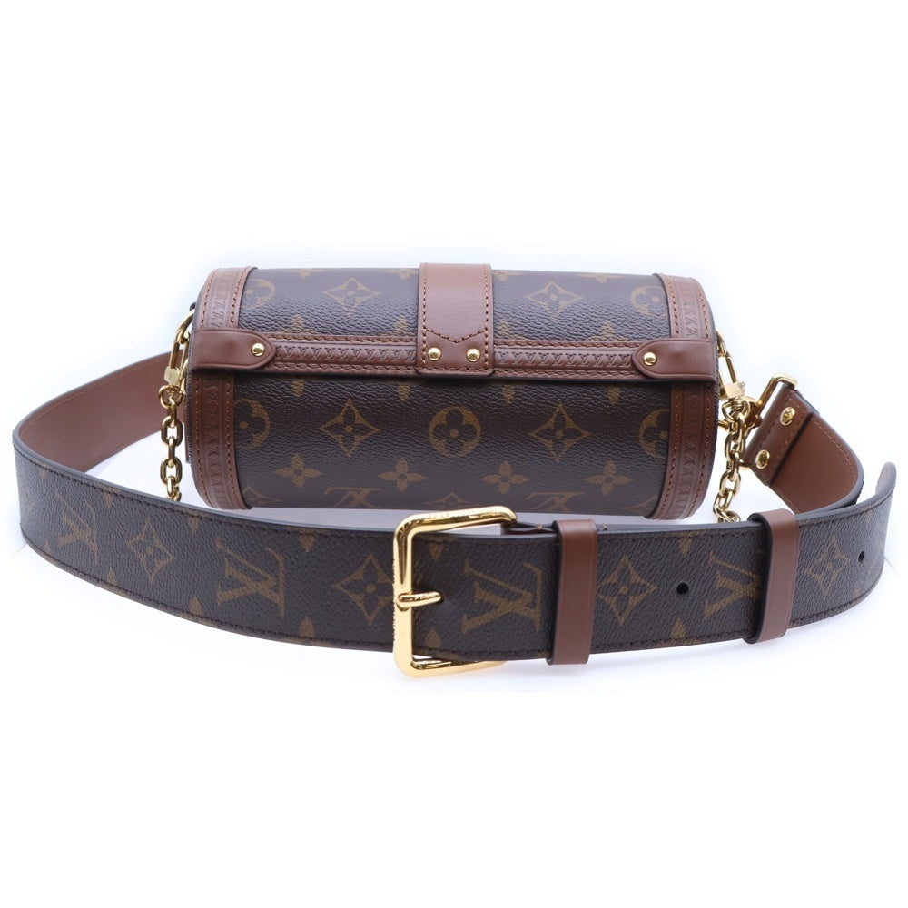 LOUIS VUITTON(ルイヴィトン) モノグラム パピヨントランク ショルダーバッグ チェーンバッグ ミニバッグ ブラウン レザー×PVC M57835 ゴールド金具