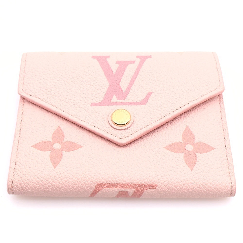 LOUIS VUITTON(ルイヴィトン) モノグラム・アンプラント ポルトフォイユ・ヴィクトリーヌ コンパクトウォレット 三つ折り財布 コインケース ピンク レザー M82348 ゴールド金具