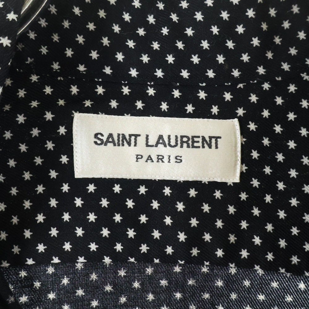 SAINT LAURENT PARIS(サンローランパリ) 16AW スター総柄プリント レーヨン 長袖シャツ ブラック 437581