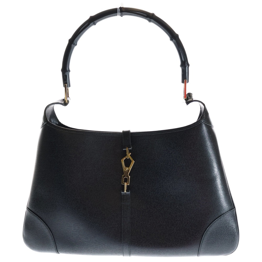 GUCCI(グッチ) バンブー ジャッキー ワンショルダーバッグ ハンドバッグ ブラック レザー 001.4061 ゴールド金具 レディース
