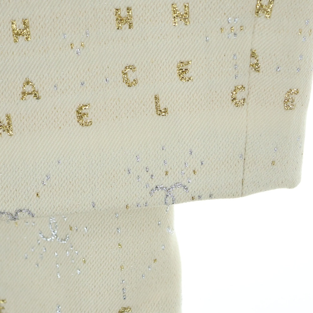 CHANEL(シャネル) 01AW ココマーク パールボタン ロゴ総柄ジャガード