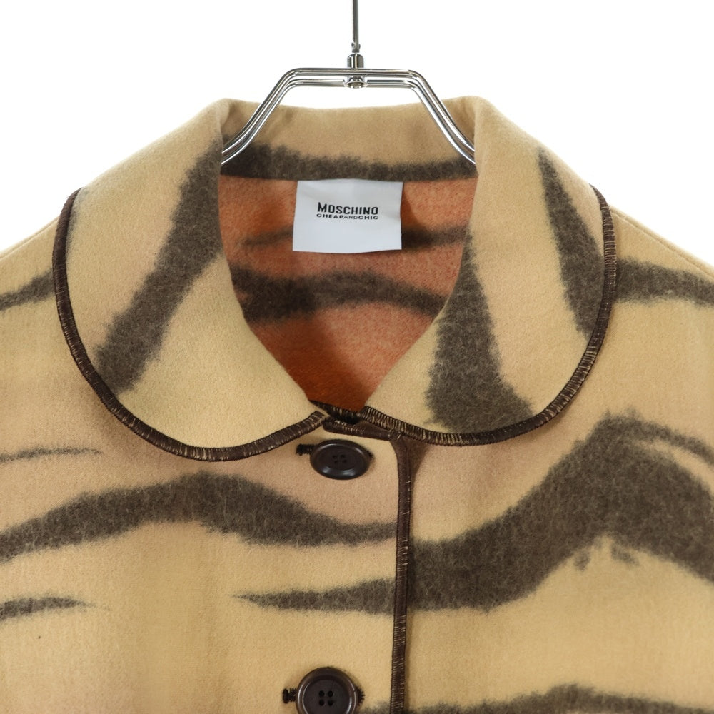 MOSCHINO(モスキーノ) タイガー総柄ジャガード ウール ステンカラー