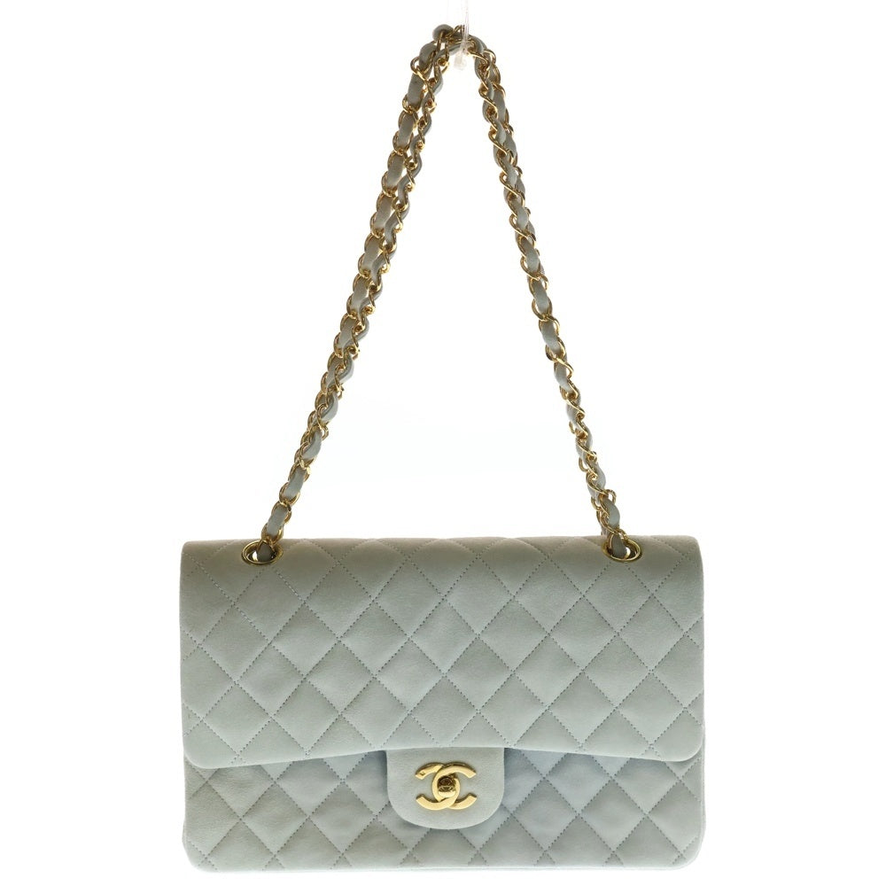 CHANEL(シャネル) マトラッセ25 ダブルフラップ ダブルチェーンショルダー グレー ゴールド金具 スエード レディース