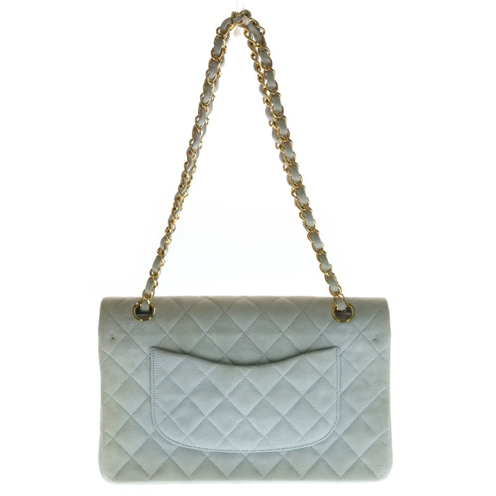 CHANEL(シャネル) マトラッセ25 ダブルフラップ ダブルチェーンショルダー グレー ゴールド金具 スエード レディース