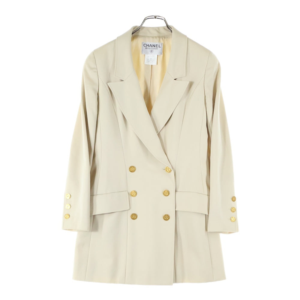 CHANEL(シャネル) 97P スプリングコレクション ウール ダブルブレスト ピークドラペル ロングジャケット ベージュ P07548V05526 レディース
