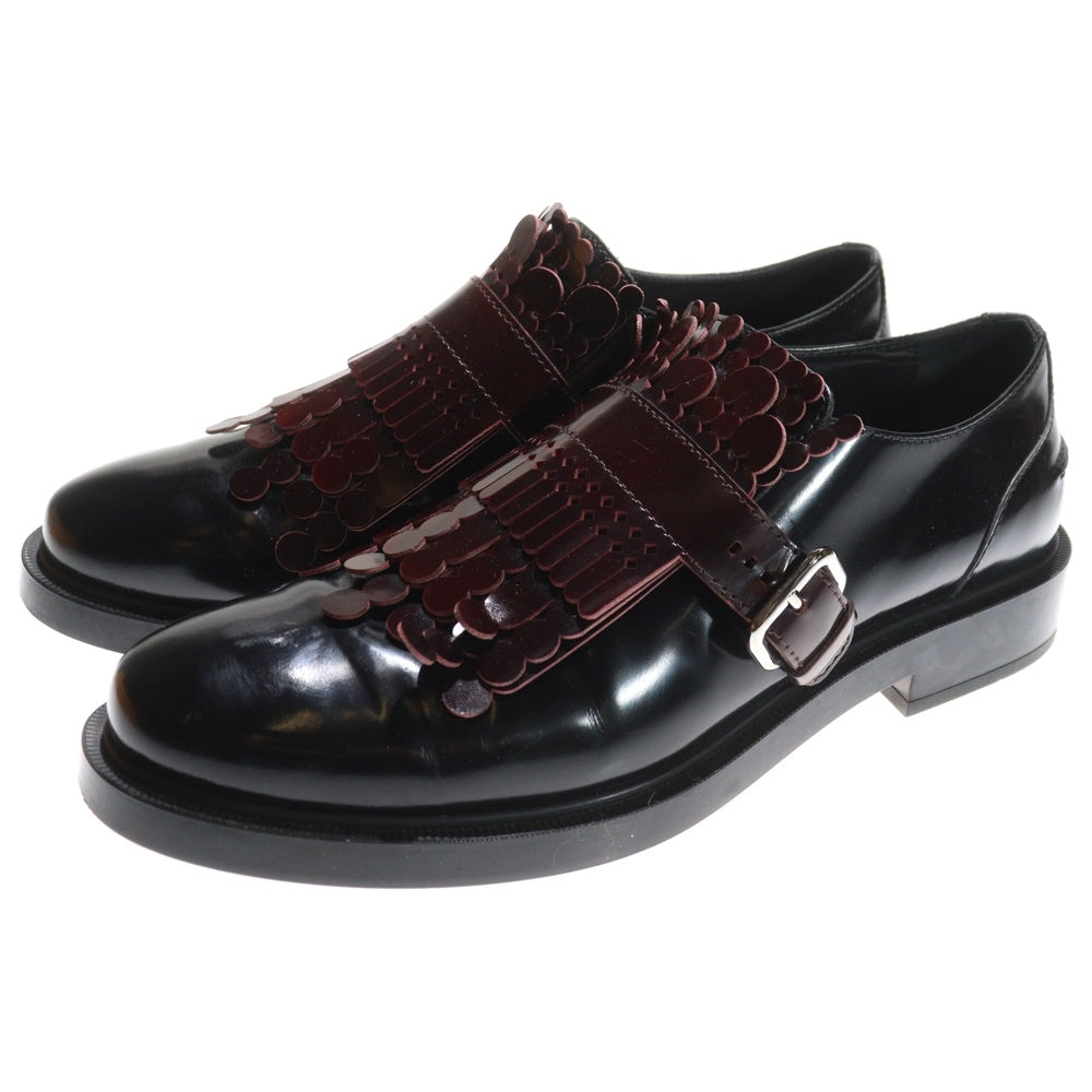 TOD'S(トッズ) コンマZP フランギアグラフィックレース レザーローファー レディース ブラック×ブラウン