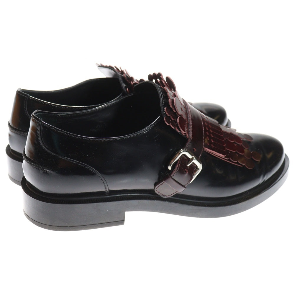 TOD'S(トッズ) コンマZP フランギアグラフィックレース レザーローファー レディース ブラック×ブラウン