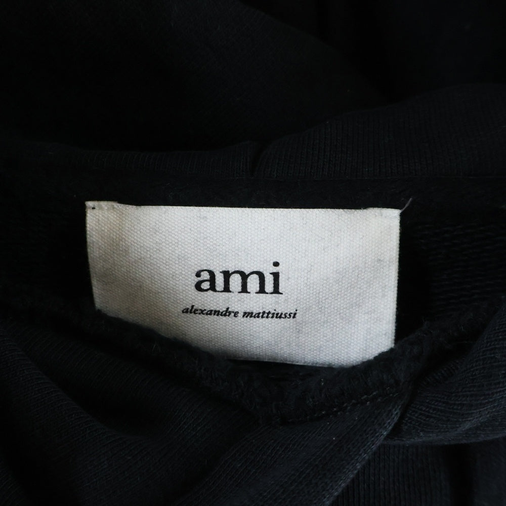 AMI Alexandre Mattiussi(アミアレクサンドルマテュッシ) Ami de Coeur アミ ドゥ クール ハートロゴ刺繍 プルオーバー スウェットパーカー フーディー ブラック BFUSW205.747