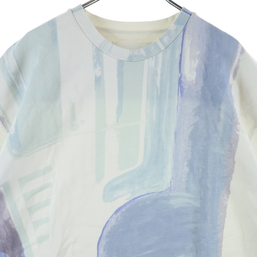 JIL SANDER NAVY(ジルサンダーネイビー) 23AW グラフィックプリント オーバーサイズ クルーネック 半袖Tシャツ カットソー ホワイト/ライトブルー J61GC0003 J20096