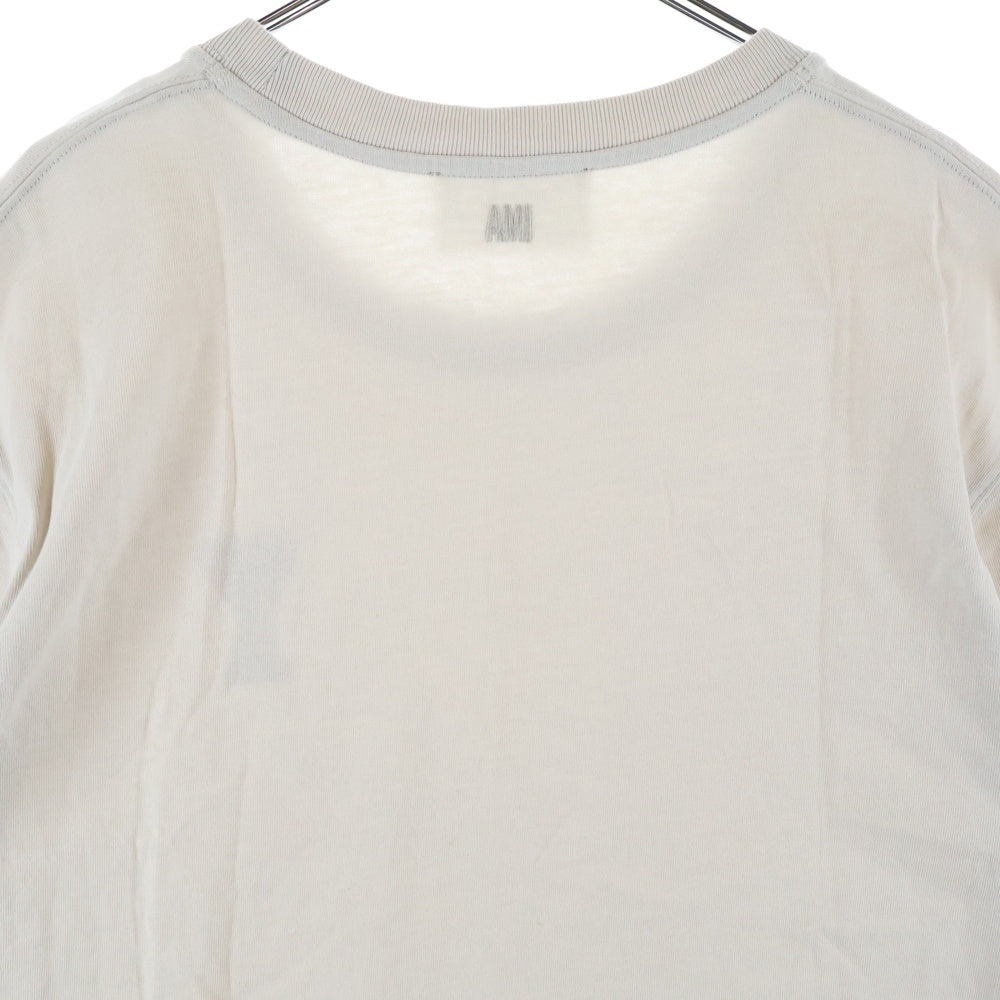 AMI Alexandre Mattiussi(アミアレクサンドルマテュッシ) Ami De Coeur アミ ドゥ クール エンボス ハートロゴ クルーネック 半袖Tシャツ カットソー アイボリー UTS025.726
