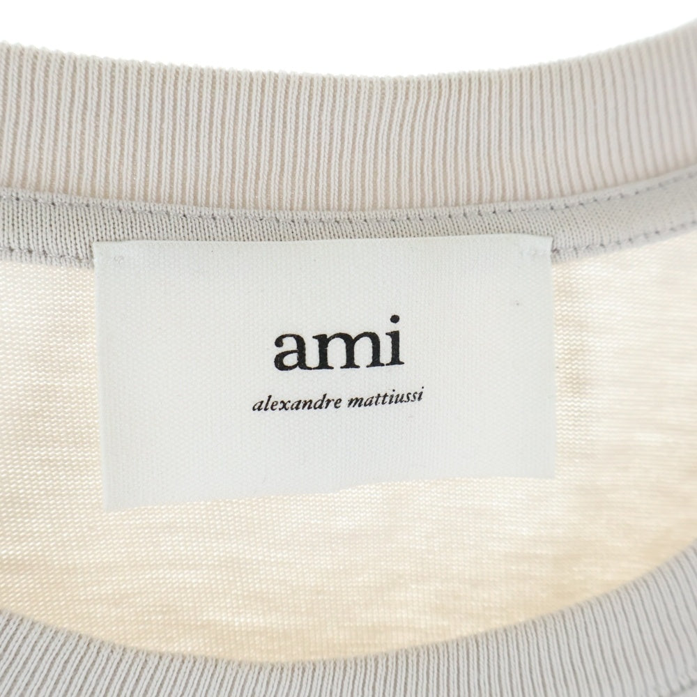 AMI Alexandre Mattiussi(アミアレクサンドルマテュッシ) Ami De Coeur アミ ドゥ クール エンボス ハートロゴ クルーネック 半袖Tシャツ カットソー アイボリー UTS025.726
