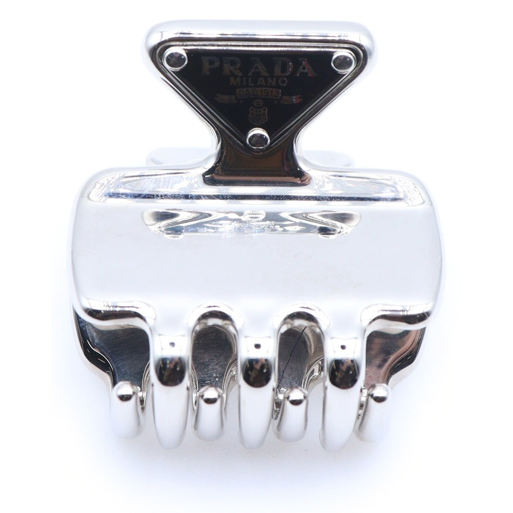 PRADA(プラダ) ロゴ 三角プレート ヘアクリップ シルバー金具 1IF087 レディース