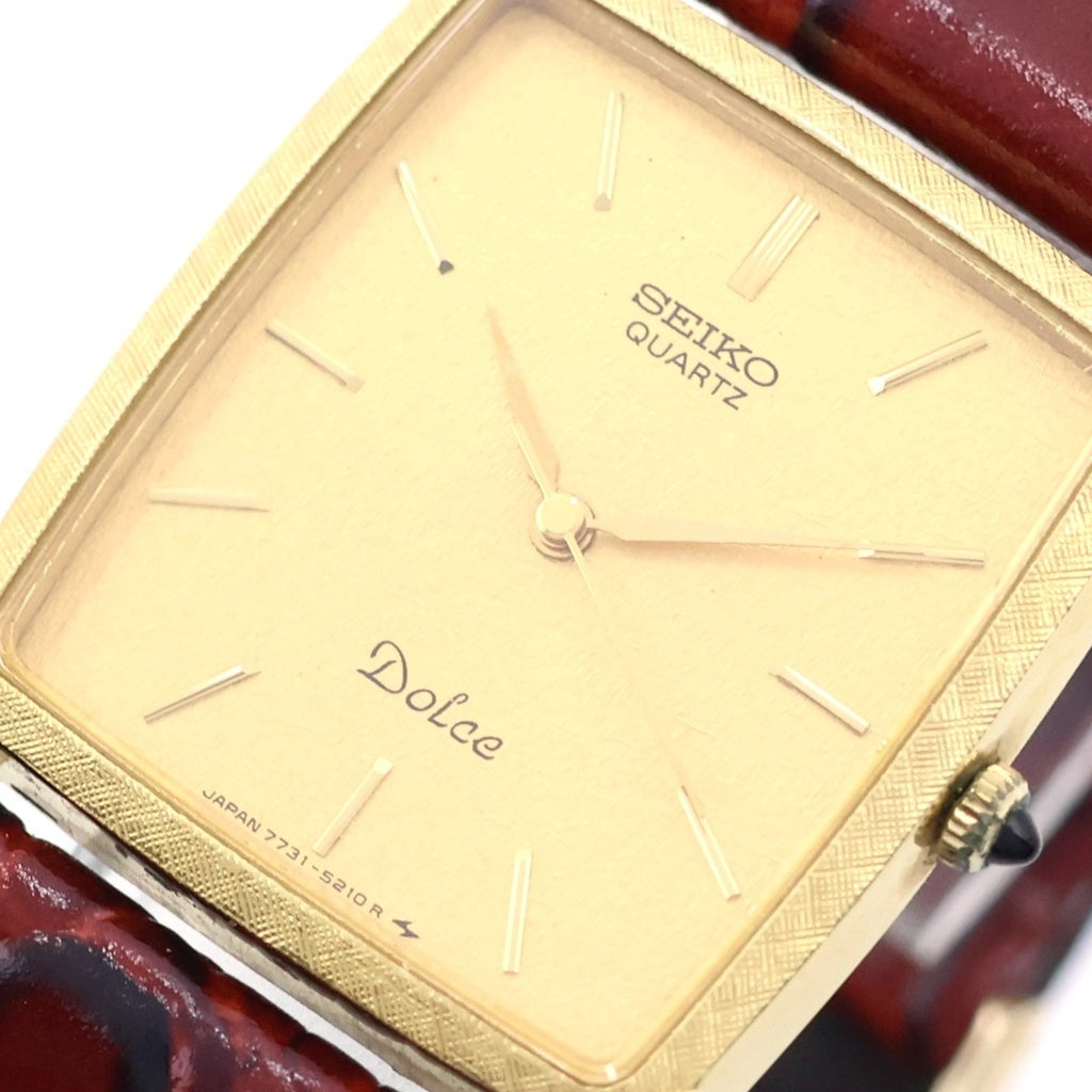 SEIKO(セイコー) Dolce ドルチェ シャンパン文字盤 スクエア 14KST/QZ クォーツ ヴィンテージ 腕時計 7731-5180 レディース