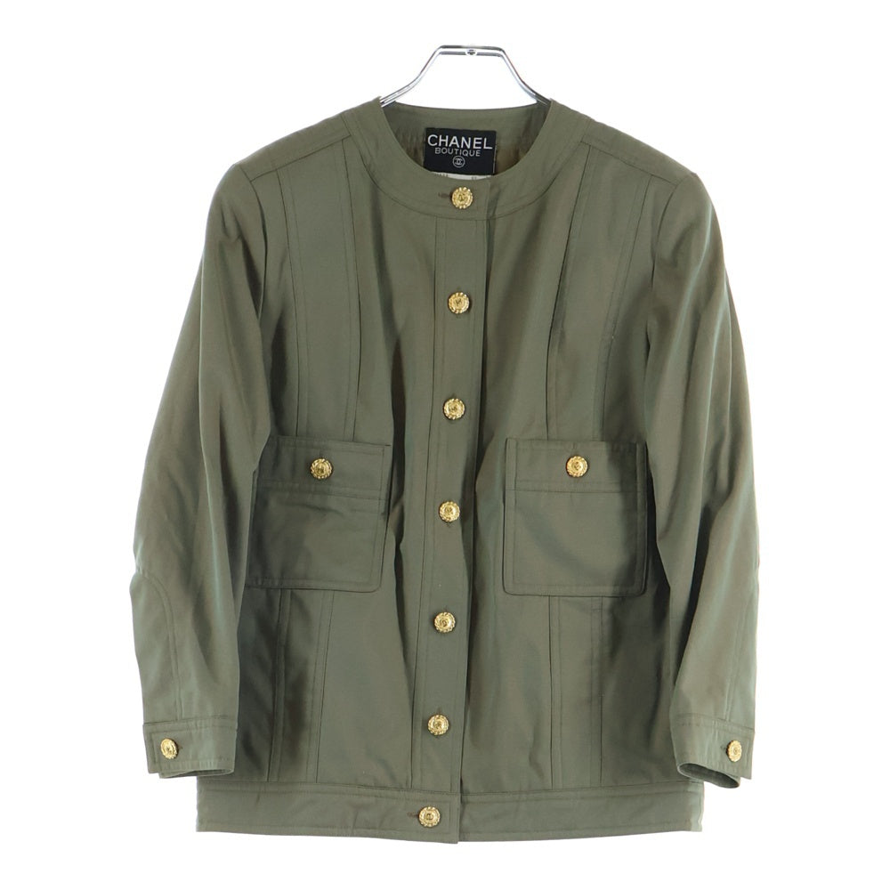 CHANEL(シャネル) コットン ノーカラー セットアップスーツ カーキ レディース