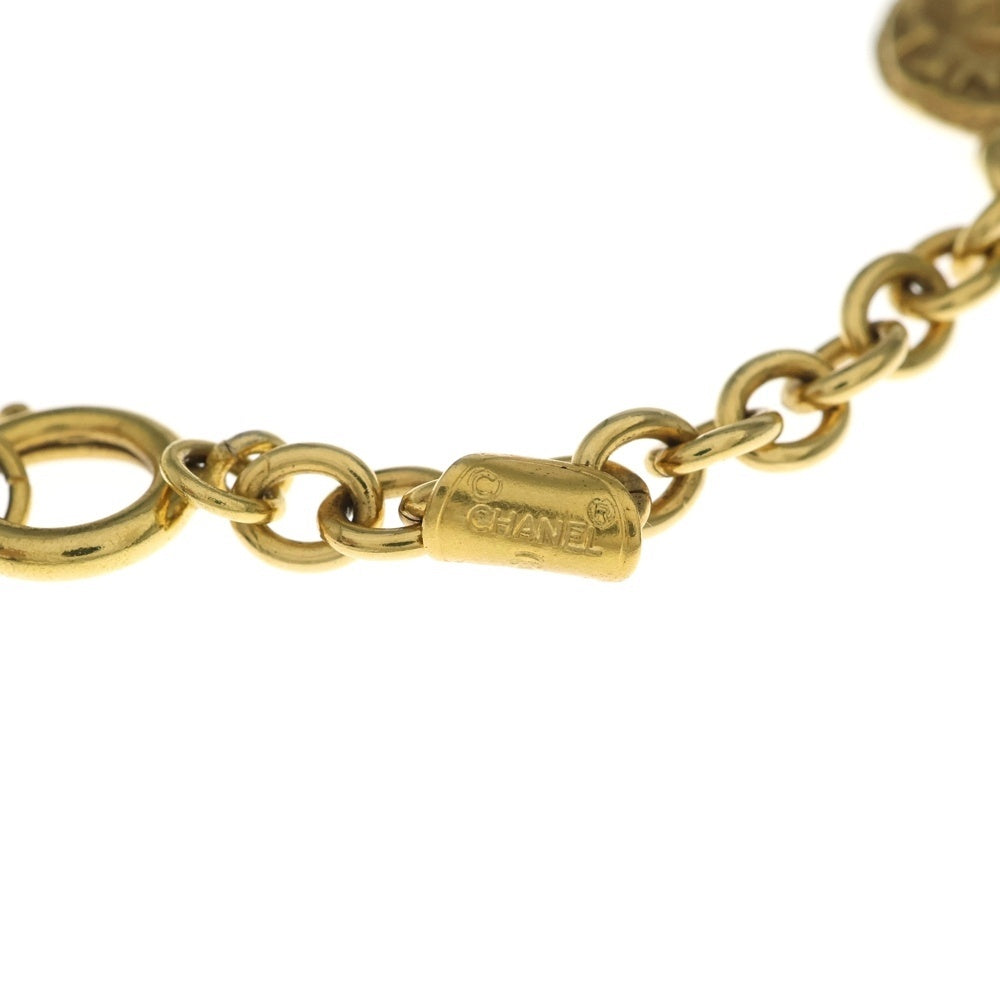 CHANEL(シャネル) ロゴ メダリオン ラインストーン ネックレス ペンダント チェーン ゴールド GP レディース
