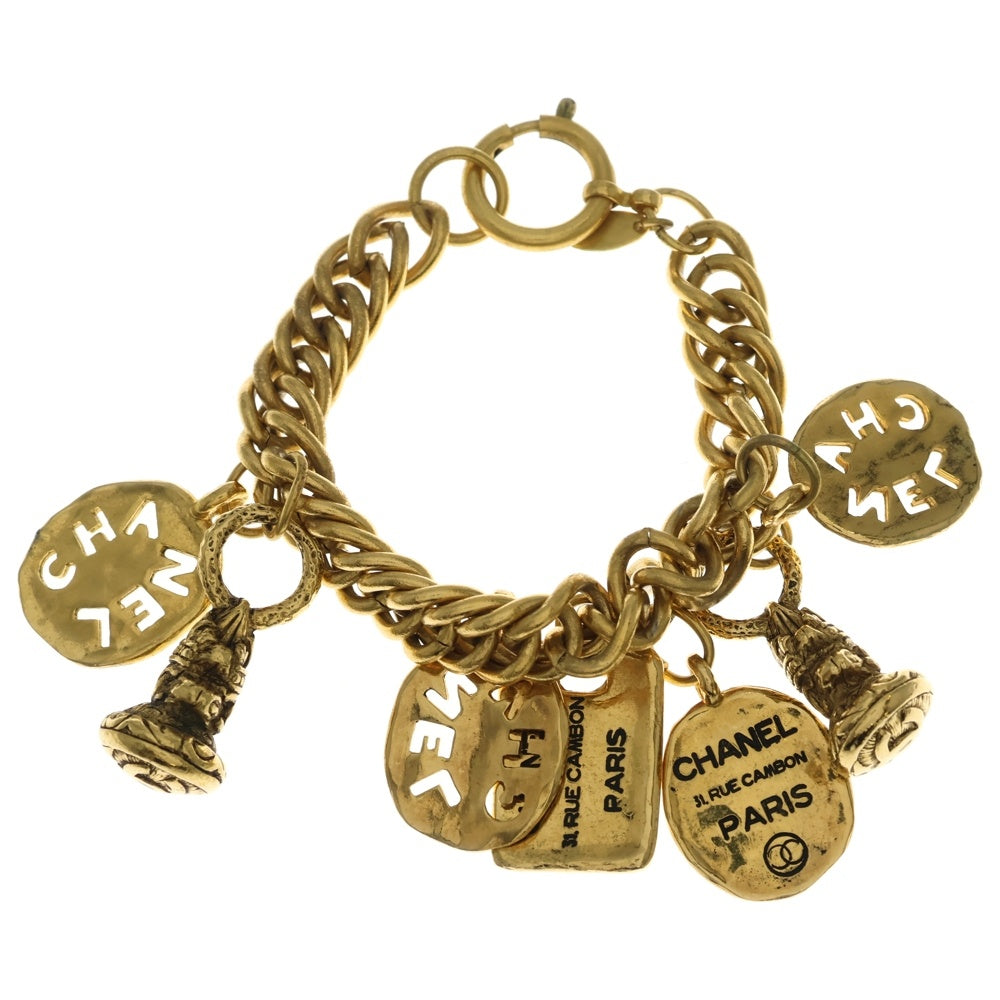 CHANEL(シャネル) 31 RUE CAMBON ロゴ アウトカット プレート チェーン ブレスレット ゴールド GP レディース