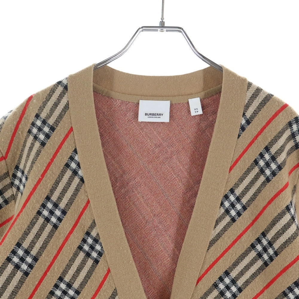 BURBERRY(バーバリー) ノバチェック ニットカーディガン ブラウン レディース