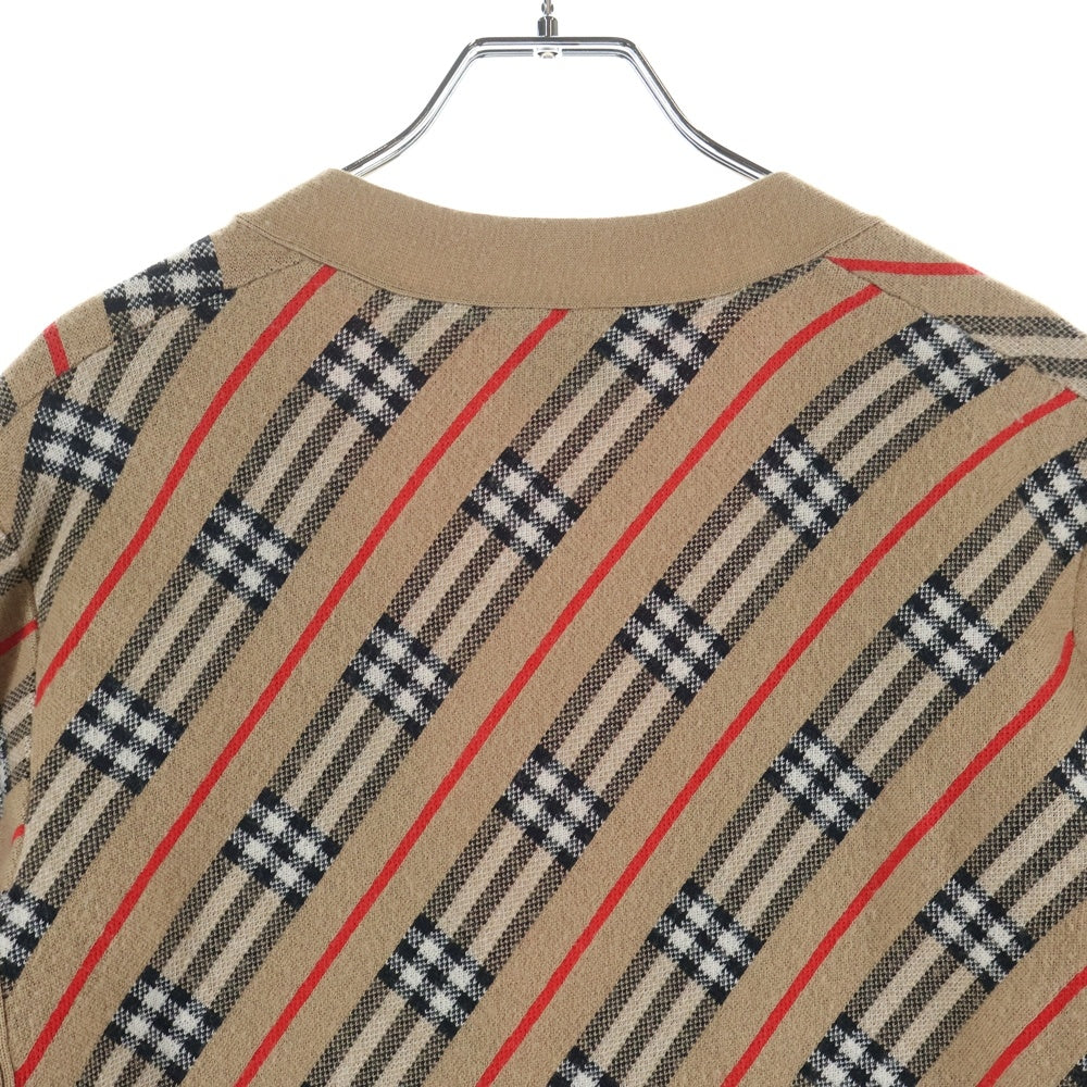 BURBERRY(バーバリー) ノバチェック ニットカーディガン ブラウン レディース