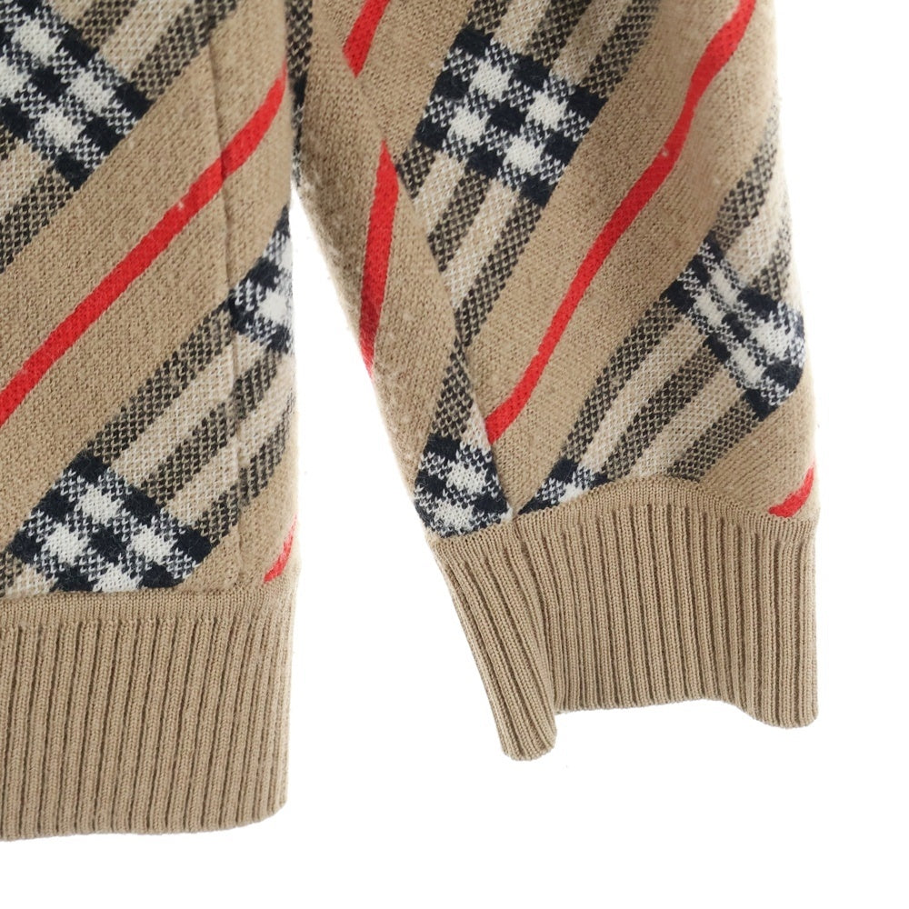 BURBERRY(バーバリー) ノバチェック ニットカーディガン ブラウン レディース
