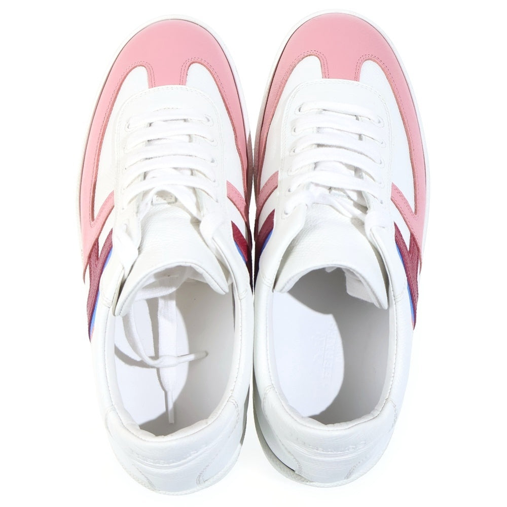 HERMES(エルメス) ブーメラン レザー レースアップ ローカットシューズ スニーカー ホワイト/ピンク レディース 211165Z