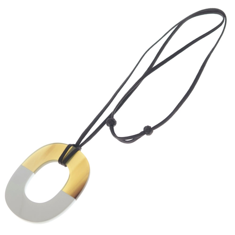 HERMES(エルメス) イスムGM ネックレス ペンダント バッファローホーン ホワイト×グリーン レディース